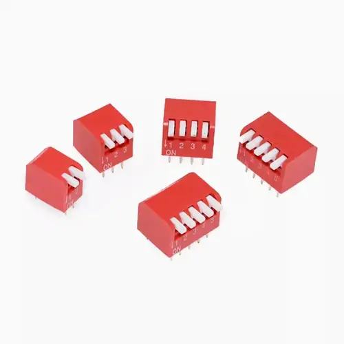 Piano key style 2.54MM dip switch bent foot red side dial DIP plug 2/3/4/5/6/8/10P position Side switch