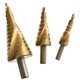 3PCS Step Drill Bit Set with Titanium Coated Double Cutting Blades Spiral Pagoda Drill Reaming Step Cone Drill for Metal