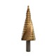 3PCS Step Drill Bit Set with Titanium Coated Double Cutting Blades Spiral Pagoda Drill Reaming Step Cone Drill for Metal