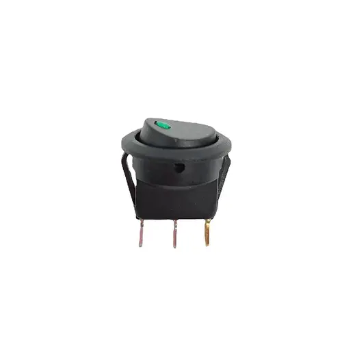 12V round rocker switch 3-pin 2-position green dot led illuminated rocker switch with wire