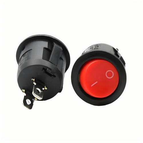 high quality round red top SPST button switch 6A 250VAC 2pins ON OFF Round Rocker Switches