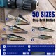 5Pcs 50 Sizes From 1/8 to 1-3/8 Metal Step Drill Bit Set for Steel Hole