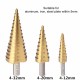 M2 Titanium Pagoda Drill Straight Groove  6542 Step Drill Bit Set 3PCS