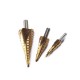 3PCS Titanium plated spiral groove triangle round shank high speed steel pagoda drill 10Pcs