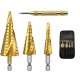  Pagoda Drill  Bearing Steel Step Drill Set With Center Punch 4PCS