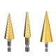 3 Piece  Titanium Coated Step Drill Bit Set 4-12mm 4-20mm 4-32mm Straight Slot  Perfect Plastic Hole Cutting Tool Core Cone Drilling Tool Set