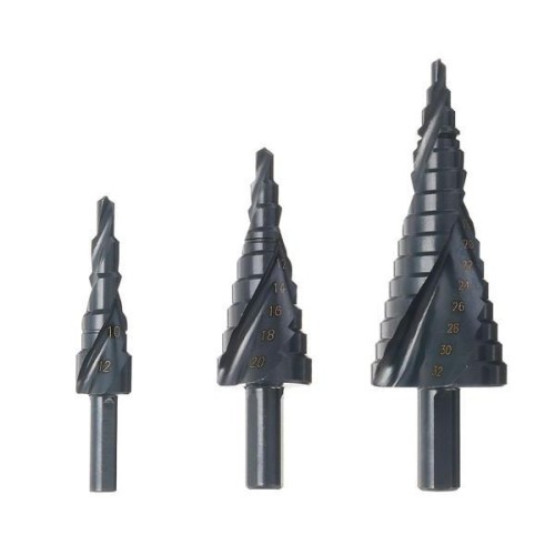 3pcs 4-12/20/32mm  Step Drill Bits Set Spiral Grooved Hole Cutter