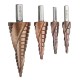 Socoje -Co M35 Cobalt Step Drill Bit Triangle Shank 4-12/4-20/4-32mm Spiral Flute Step Drill