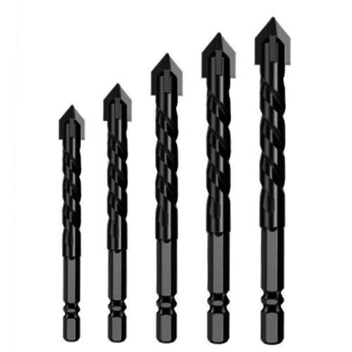 Tile Drill Bit Set - Hex Handle, Impact, Concrete & Glass. 5PCS 