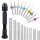 Socoje 36 Pieces Hand Drill Set Include Pin Vise Hand Drill Mini Drills and 0.5-3.0mm  Drills and 0.3-1.2mm PCB Drill for Craft Carving DIY