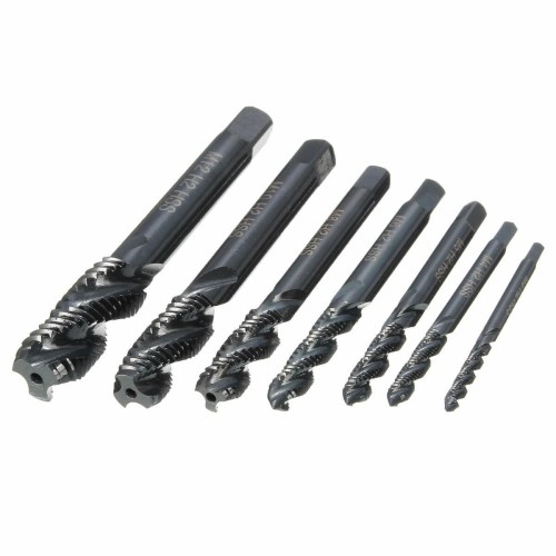 Socoje 7pcs M3-M12  Nitriding Coated Screw Tap Metric Right Hand Spiral Screw Thread Tap