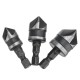  1/4 Hex Shank Wood Plastic Chamfer Bit Countersink Bore Set 12/16/19mm 3Pcs 