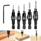 Countersink Drill Bit Set Carpentry Woodworking Drill Bit #5 #6 #8 #10 #12 5PCS 