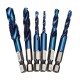 M3-M10 1/4 Inch Hex Shank Drill and Tap Bits Blue Nano Coated 6Pcs 