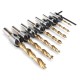 3-10mm Round Shank Titanium Coated Countersink Drill Bit Set 7/8Pcs 