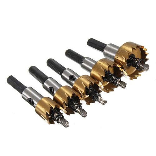 5Pcs High Speed Steel Drill Bits 16-30mm Hole Saw Cutter Set