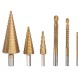 Step Drill Bit Sets Straight Titanium Coated Cone Hole saw Cutter Twist Saw Drill Bit 6PCs