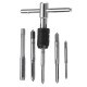 M3-M8 Tap Drill Set T Handle Ratchet Tap Wrench Machinist Tool With Screw Tap Hand 6pcs 