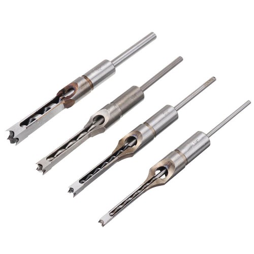 Square Hole Drill Bits Woodworking Auger 1/4 to 1/2 Inch Tool Set 4pcs 