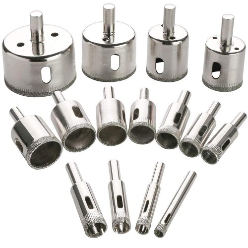 15mm-50mm Socoje Diamond Drill Bits Hole Saw Diamond Drill Bit Set For Diamond Coating Carbon Steel For Glass Ceramics Porcelain Ceramic Tile 15pcs