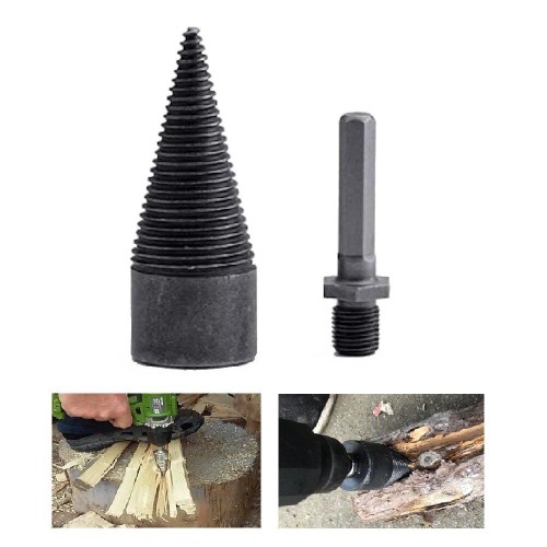 1Pc Socoje 32/42mm  Round/Square/Hexagonal Shank Firewood Drill Bit Splitter Wood Split Cone Drill Bit For Tree Cutting