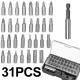 31PCS Drill Bits Set with PH PZ SL H T Sizes and 60mm Extension Rod in Durable Plastic Case Versatile Heavy-Duty and Ideal