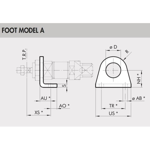 W0950080001 FOOT model a 8&10Ø Bore ISO6432