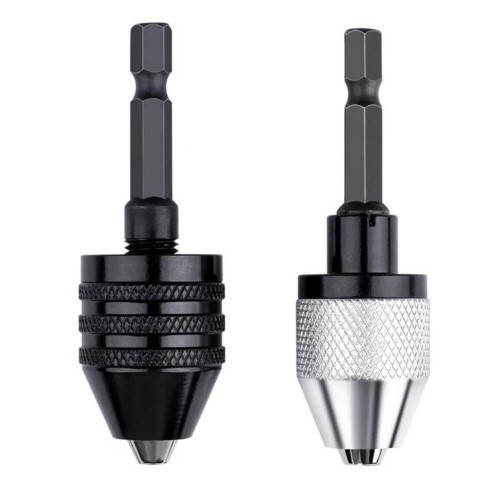 Hex Shank Black & White Keyless Drill Chuck Adapter for Easy Bit Changes 2PCs