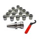 CAT40 Shank ER40 Chuck with 15 pc Collet Set, 1/8 inch - 1 inch by 16th