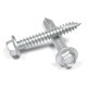 Anti-Cracking Blue-White Zinc Carbon Steel Cutting Tail Hex Wafer Head Wood Screw with Rubber Washer