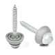 Anti-Cracking Blue-White Zinc Carbon Steel Cutting Tail Hex Wafer Head Wood Screw with Rubber Washer