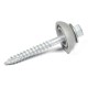 Anti-Cracking Blue-White Zinc Carbon Steel Cutting Tail Hex Wafer Head Wood Screw with Rubber Washer