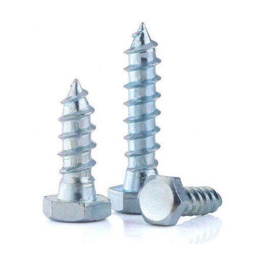 DIN 571 Zinc Plated Self-Tapping Hex Head Lag Wood Screws - 3/8" x 1-1/4"