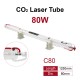 80W CO2 Laser Tube 1250mm Long 80mm Diameter With Advanced Coating 10000hr Service Life for Laser Engraver Cutter Laser Engraving Machine FDA Approved