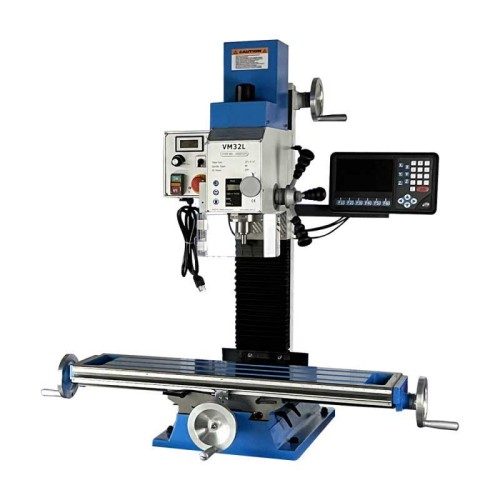 VM32L 8 inch x 33 inch Benchtop Milling Machine Variable Speed 100-2250 RPM  2HP(1500W) Brushless Motor Bench Mill Drill with R8 Spindle and 3-Axis DRO