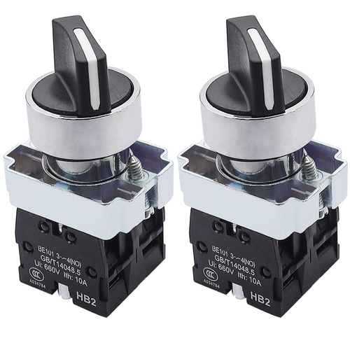  2Pcs 22mm Selector Switch 2 NO 3 - Positions Maintained Latching Rotary Selector Switch 440V 10A XB2-20X/31-HB2-BD33