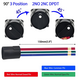 Mini Rotary Switch 3 Position 16mm 5/8in Selector Switch 3 Position Select Switch Knob 5A 250V ON Off 2NO 2NC DPDT Latching with Wire 2 Pcs UL Certification