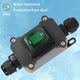 Waterproof Inline Cord Switch,DPST DC 16A-24V,20A-12V Outdoor Start Stop Switch,On Off Toggle Switch Double Entry/Outlet with Green Light Rocker Button Switch