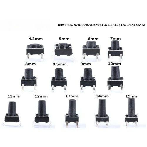 20PCS PCB Momentary Tactile Tact Mini Push Button Switch Panel DIP 4Pin 6*6*4.3/5/6/7/8/8.5/9/10/11/12/13/14/15MM