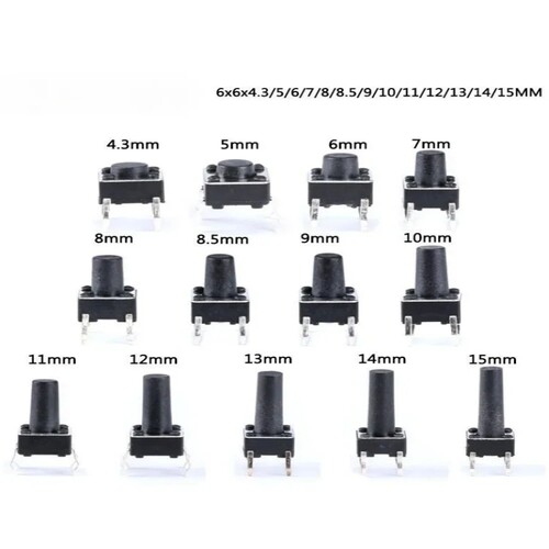 20PCS PCB Momentary Tactile Tact Mini Push Button Switch Panel DIP 4Pin Micro switch 6*6*4.3/5/6/7/8/8.5/9/10/11/12/13/14/15MM