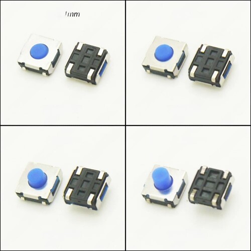 30PCS 6.2 X 6.2mm H=3.1/3.5/4.3/5.0mm Momentary Tactile Tact Switch Silicone Gel Push Button Blue Rubber Head Key Switch