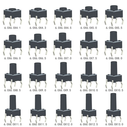 30pcs Tactile Switch 6x6mm 4Pin DIP/SMT H=13.5/14/14.5/15/16/17/18/19/20~26mm Momentary Tact Button Mini Push Button Widely Use