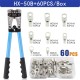 1 Set Socoje Battery Cable Copper Lug Crimping Tool HX-50B 10-1 AWG With 60Pcs Copper Ring Terminals 8 Sizes Cable Lugs Set