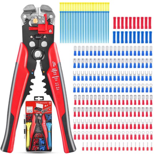  260pcs Wire Stripper Self-Adjustable Crimper Plier Set Terminals Tools 1 set