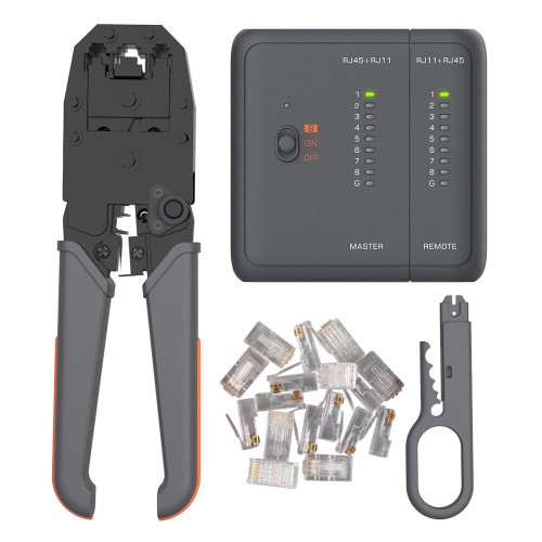 Socoje GTW5N Network Cable Pliers 5 In 1 Rj45 Crimp Tool Pass Through Modular CAT6 Lan Tester Set