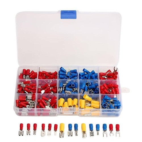 280Pcs Spade Terminals Insulated Cable Connector Electrical Wire Crimp Butt Ring Fork Set Lugs Rolled Kit