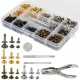 360Pcs/Set Leather Rivets Double Cap Rivet Tubular Metal Studs 1 Sizes with Punch Pliers and 3 Pieces Setting Tool Kit