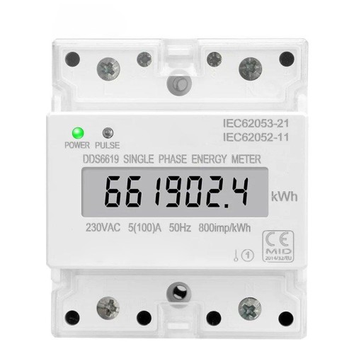 Din Rail Single Phase Electronic Energy Meter AC 220V 100A kWh Counter Consumption Analog Electricity Gague Wattmeter 50HZ