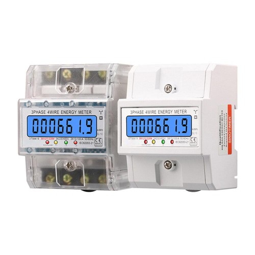 SmartMeter 100A LCD KWh Energy Meter with Three-Phase Backlight Guide Rail for Home Use Energy Monitoring  3*127/220VAC  Power Consumption Measurement