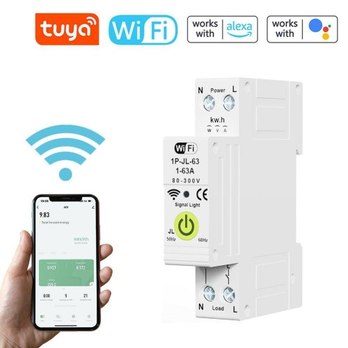 WiFi Intelligent Circuit Breaker ON OFF Timing Energy Meter Automatic Reclosing Protector with Metering and Prepaid Function Compatible